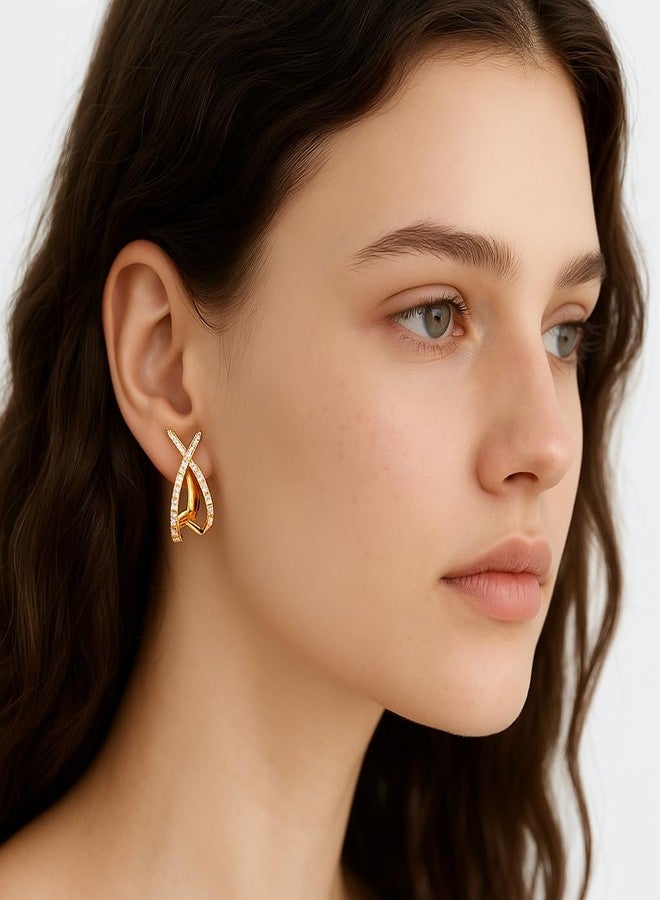 ZENCHEER Trendy Clip on Earrings for Women, 14K Gold Plated Statement Earrings for Women Dainty Earrings Hypoallergenic Simple Minimalist Non Pierced Earring - Image 3